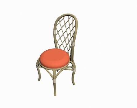 antique chair with orange upholstery