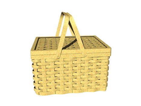 Wicker basket with lids on both sides for a picnic