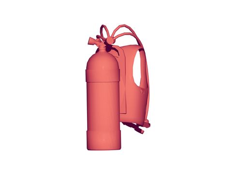 red diving bottle with valves and straps