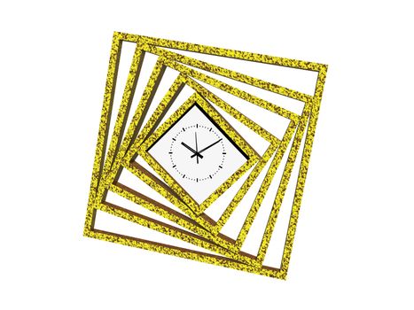golden wall clock made of twisted frames