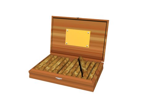 wooden cigar box with Havana cigars