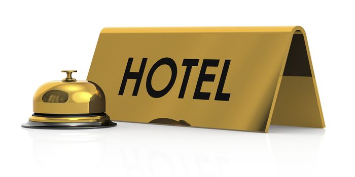 Golden bell with hotel sign