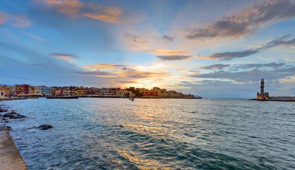 Sunset in the port of Chania
