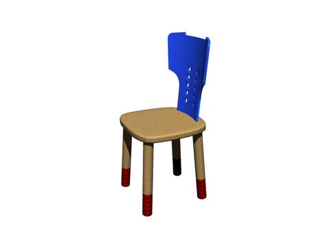 simple wooden kitchen chair with blue backrest