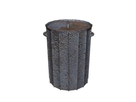 Tin buckets as garbage cans with lids and handles