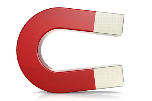 Red horseshoe magnet isolated on white