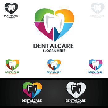 Dental Logo Tooth abstract design vector template, Dentist stomatology medical doctor Logotype concept icon