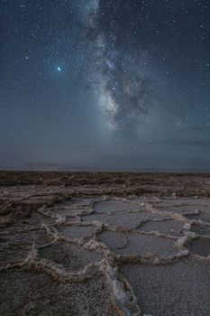 Milky Way and dry land in Qinghai, China.