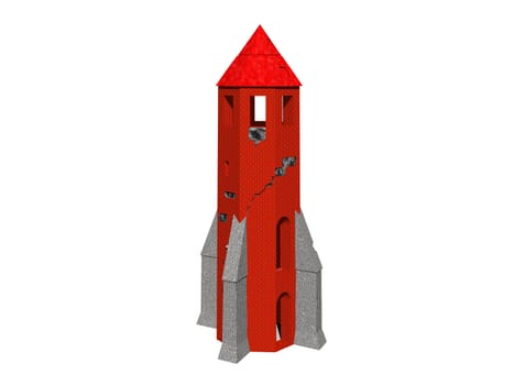 red fortress tower with nicks