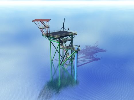 Oil drilling platform in the vast ocean