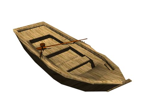 old wooden rowboat at the berth