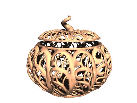 filigree bowl in the shape of a pumpkin with lid