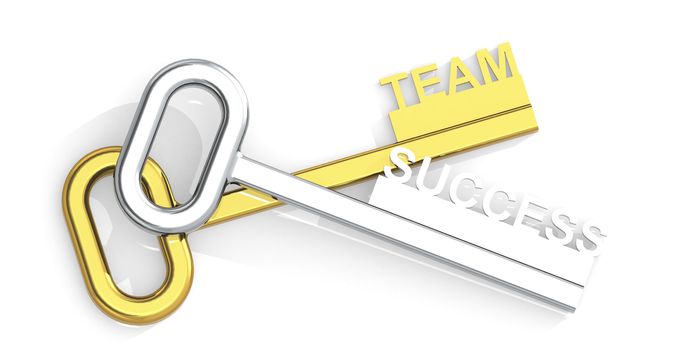 Team success words attached to keys