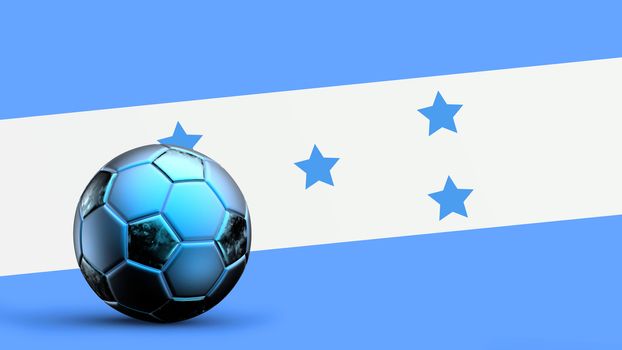 Flag of Honduras with metal soccer ball, national soccer flag, soccer world cup, football european soccer, american and african championship, 3d render background hd illustration