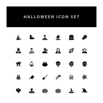 Halloween vector icon set with glyph style design