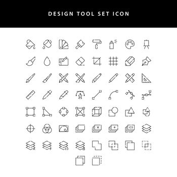 vector illustration icons set of graphic designer items and tools outline icon set