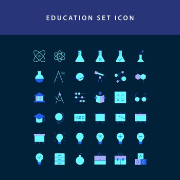 education  flat style design icon set