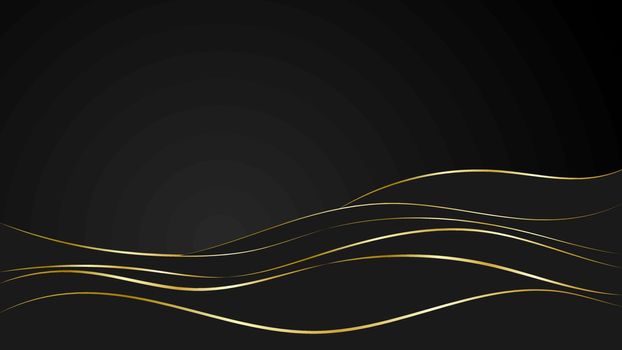 Luxury gold shiny wave vector on dark background