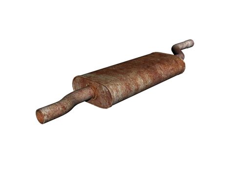 rusty exhaust with pot