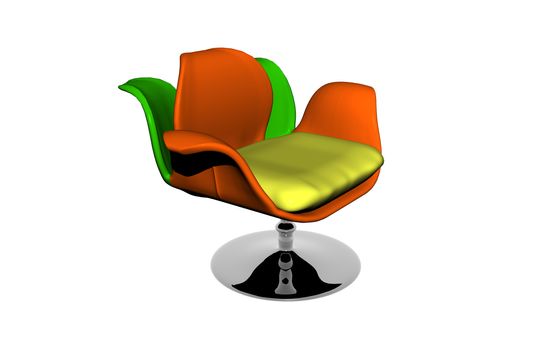 colorful plastic armchair with metal base