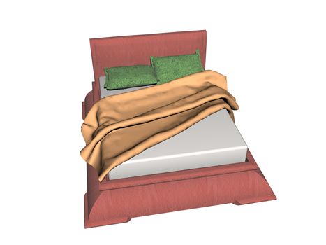comfortable bed with colorful bedding