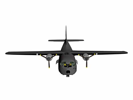 heavy military transport airplane with propellers