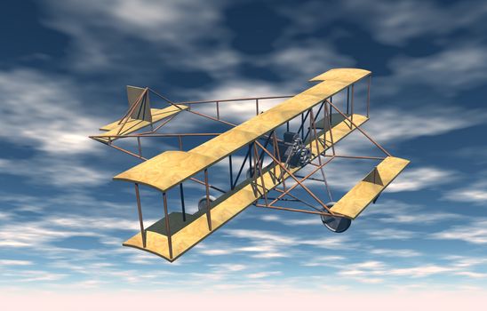 antique biplane airplane in the sky