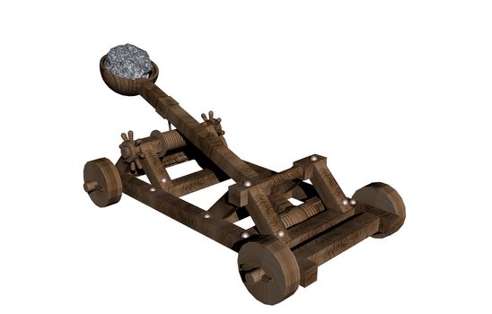 wooden catapult from the Middle Ages for siege