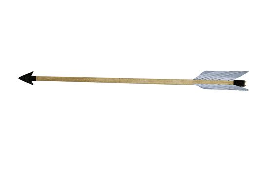 wooden arrow with feathers and tip