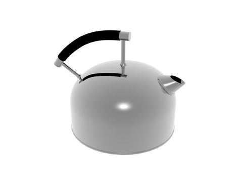silver metallic teakettle with brown handle