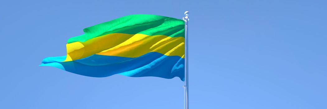 3D rendering of the national flag of Gabon waving in the wind
