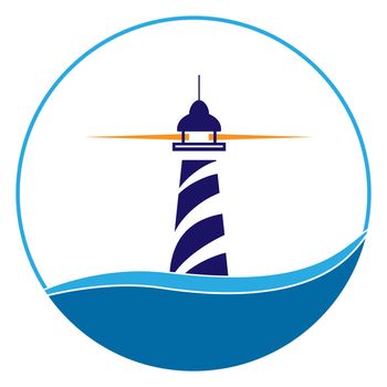 Lighthouse logo. Maritime navigation and shipping