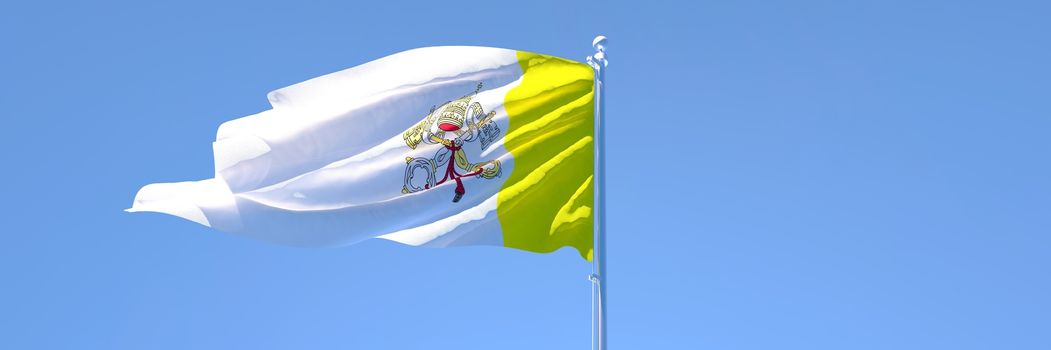 3D rendering of the national flag of Vatican waving in the wind
