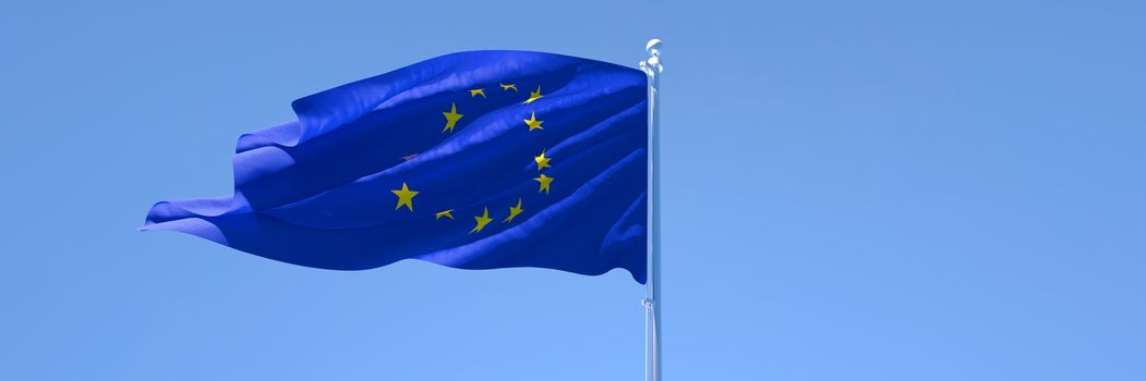 3D rendering of the flag of European Union waving in the wind