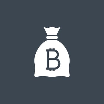 Money Bag with Bitcoin related vector glyph icon.