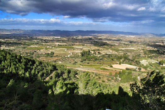 Panoramic view of the Albaida Valley in Valencia