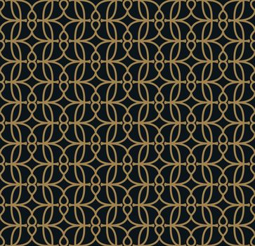 Seamless linear pattern with crossing curved lines with gold colo