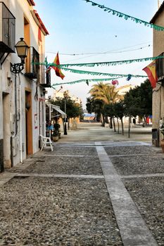 Streets of Tabarca Island in Alicante adorned by the festivity
