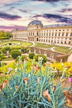 Wurzburg Residenz and colorful gardens view