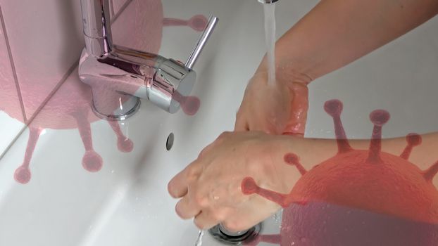 Cleaning and washing hands with soap prevention for outbreak of 