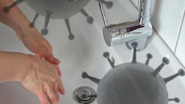 Cleaning and washing hands with soap prevention for outbreak of 