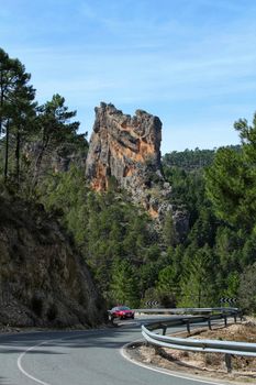 Road between mountains and pine forests in Sierra del Segura, Albacete