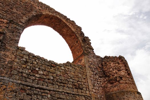 Ruins in the mountain of the old aqueduct of Alcaraz, Albacete
