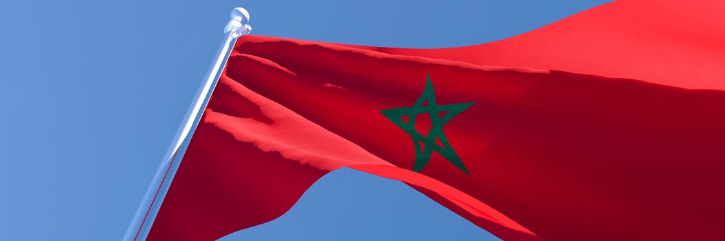 3D rendering of the national flag of Morocco waving in the wind