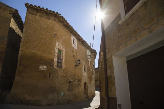 Picturesque streets in the small town of Ores, Aragon, Spain