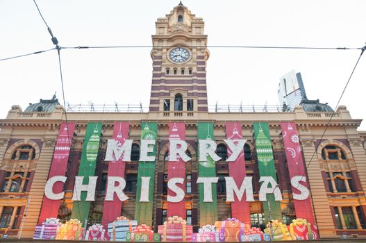 Christmas greeting from Flinders St. Train station in Melbourne 