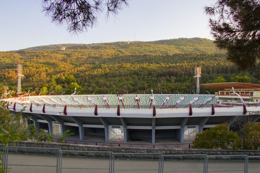 Lokomotivi stadium in Tbilisi, empty sport tribune