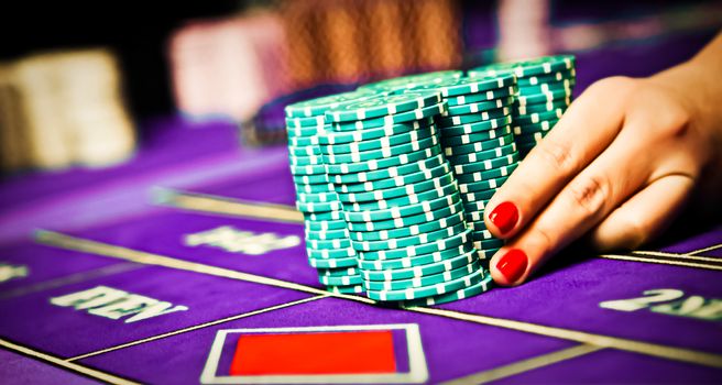 Betting and playing roulette in casino, gambling ad