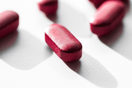 Red pills as herbal medication, pharma brand store, probiotic dr