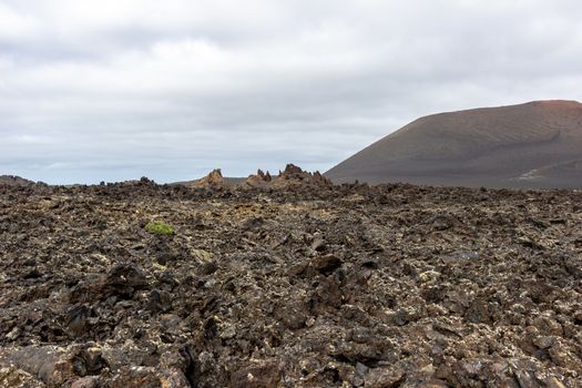 View at volcanic landscape in Timanfaya Nationalpark on canary i
